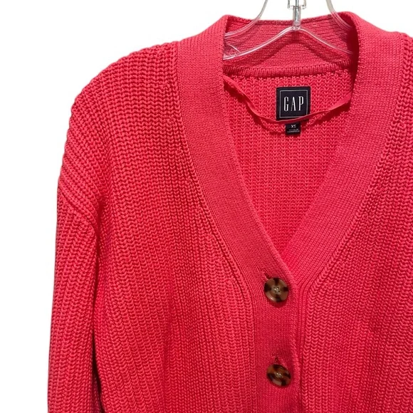 Gap Button Front Cardigan Sweater V Neck Rose Bush Pink Women’s Size XS - Picture 4 of 10